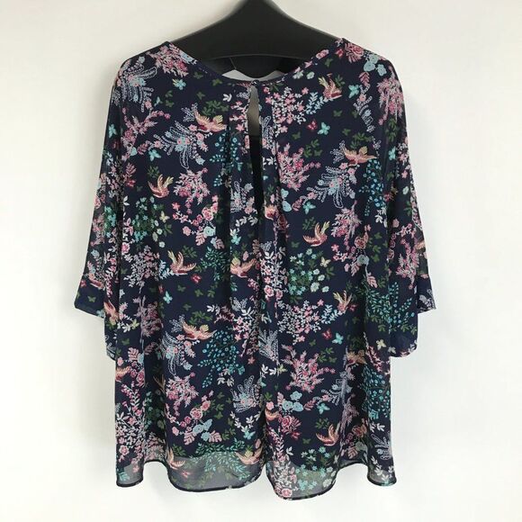 Cameo Appearance Floral Layered Top Women's Plus Size 1X Scoop Neck Keyhole - Picture 5 of 12
